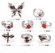 Набор колец Fashion Jewerly Красная королева бабочка сердце, регулируемые, серебристый цвет, 8 штук (SVS) - изображение 2