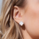Серьги Fashion Jewelry белый клевер английский замок серебристый цвет (SVS) - изображение 2