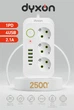 Сетевой фильтр-удлинитель DYXON 3+5 USB-A + USB-C (PD) Power switch 3 Meters White - изображение 2