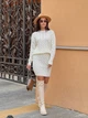 Женский вязаный костюм с юбкой молочного цвета 30427 One Size - изображение 1