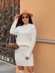 Женский вязаный костюм с юбкой молочного цвета 30427 One Size - изображение 2