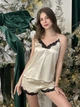 Піжама жіноча з атласу та мережива Felisiya Lingerie Золотистий 125-126/170 М (2000003492015) - зображення 9