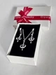 Набір прикрас сережки і кольє "Цвяхи в кільці" ювелірна сталь Xuping Jewelry срібляста упакований у коробочку (16098) - зображення 3