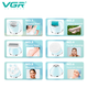 Эпилятор VGR 6 в 1 V-733, 12 насадок, IPX7, LED дисплей, голубой - изображение 5