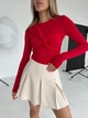 Лонгслив женский с драпировкой на груди Celine однотонный XXL Красный - изображение 1