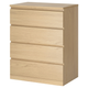 Комод MALM на 4 ящика IKEA 704.035.74 белый шпон дуба - изображение 1