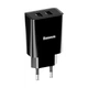 Сетевое зарядное устройство Baseus 2хUSB 10.5W Speed Mini Black (Baseus_CCFS-R01) - изображение 1
