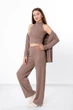 Костюм жіночий 3-ка (топ,кофта,брюки) NoBrand 44/46 Моко (p-16033-184449) - зображення 5