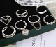 Набор колец Fashion Jewerly сердца и цепи в стиле y2k, регулируемые, 7 штук серебристый цвет (SVS) - изображение 1