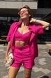 Модный женский малиновый льняной комплект Alessandra повседневный легкий для пляжа прогулок активного отдыха подростков и женщин/S - изображение 1