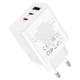 Мережевий зарядний пристрій Hoco C126A PD40W / 3A USB+2Type-C із швидкою зарядкою White - зображення 3