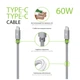 Дата кабель USB-C to USB-C 1.0m CBGNYTT1 60W Grey Intaleo (m512164) - зображення 2