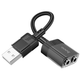 Переходник Aux Hoco LS37 Spirit 2in1 transparent external sound card USB to 3.5mm black - изображение 2