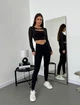 Cпортивный женский рашгард Medea комбинированный (топ + рашгард-сетка) Push Up Premium для фитнеса танцев и йоги XS-S Черный (5074S) - изображение 4