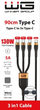 Kabel Winner Group USB Type-C - 3 x USB Type-C 15 W + 100 W + 15 W 90 cm Black (8591194122088) - obraz 3