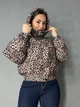 Куртка жіноча Lady Yep 9006 коротка з капюшоном леопардовий принт на резинці демісезонна 42 світло-коричневая - зображення 6