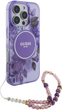 Etui Guess Hardcase IML Flowers With Pearl Strap MagSafe do Apple iPhone 16 Pro Max Purple (GUHMP16XHFWBRCESU) - obraz 3