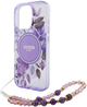 Etui Guess Hardcase IML Flowers With Pearl Strap MagSafe do Apple iPhone 16 Pro Max Purple (GUHMP16XHFWBRCESU) - obraz 5