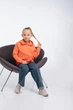 Худі з лого для дівчаток Ginger Cat 110 см Кораловий - зображення 3