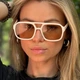 Солнцезащитные очки No Brand авиатор Daily имиджевые бежевые с белым - изображение 1