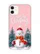 Матовый розовый чехол на iPhone 11 :: Снеговик (новогодний принт 152) - изображение 1