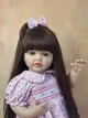 Большая виниловая кукла ручной работы в розовом платье Reborn Baby Doll с красивыми волосами и глазами - изображение 3