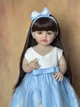 Большая виниловая кукла-ПУПС ручной работы в голубом платье Reborn Baby Doll с настоящими волосами и глазами - изображение 4