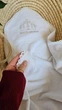 Крыжма для Крещения с вышивкой Таинство Крещения и ангелами, с уголком, хлопковым кружевом и ушками, 75*75 см белоснежное, полотенце махровое детское, двухсторонняя махра - изображение 6
