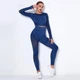 Спортивный женский костюм Soft NAKED (рашгард, леггинсы) с сеточкой для фитнеса и йоги Дышащий XS-S Синий (4944_4943S) - изображение 11