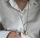 Ланцюжок Fashion Jewerly з кулоном Олива з титанової сталі подовжена підвіска кольє з кулоном овал крапля, золотиста (SVS) - зображення 4