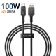 USB-кабель на Type-C з підсвічуванням Baseus Unbreakable Aramid Series Fast Charging (1м, 100W, 6A). Black - зображення 1
