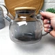 Термостійкий скляний чайник на плиту 1л Чорний перламутр Smokey Crystal - зображення 3