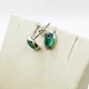 Сережки-гвоздики серебряные с зелёным агатом 1,27 г - изображение 4
