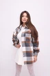 Рубашка женская Kraya теплая оверсайз в клеточку One size S-M коричневая - изображение 4
