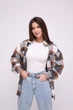 Рубашка женская Kraya теплая оверсайз в клеточку One size S-M коричневая - изображение 5