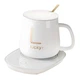 Чашка керамическая с подогревом Lucky на платформе с крышкой и ложкой 380ml White - изображение 1
