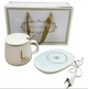 Чашка керамическая с подогревом Lucky на платформе с крышкой и ложкой 380ml White - изображение 2