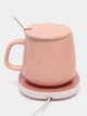 Чашка керамическая с подогревом Lucky на платформе с крышкой и ложкой 380ml Pink - изображение 3