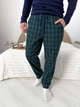 Мужские брюки пижамные COSY домашние с фланели M клетка зелено/темно-синяя F230P - изображение 1