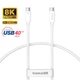 Кабель THUNDERBOLT 3 USB 4.0 Type-C-Type-C Baseus Superior2 Full-Function (40Gbps, 240W, 8K@60HZ, 1.8m). White - зображення 1