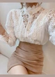Блузка женская с кружевом однотонная Fashion Белая 14328 3XL (56) - изображение 3