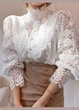 Блузка женская с кружевом однотонная Fashion Белая 14328 3XL (56) - изображение 8