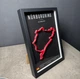 Об'ємна Рамка з 3D Трасою Nürburgring Nordschleife Deutschland Нюрбургринг в Масштабі 1:40 000 Red Matte / Frame 32x23x3 - зображення 4