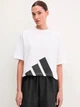 Футболка хлопковая оверсайз короткая женская Adidas W Bl Sj Bf T JG8737 S White/Black (4067902942513) - изображение 7