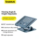 Подставка для ноутбука Baseus UltraStable Pro (вращение на 360°, на 2 шарнирах, регулировка высоты) - Серый - изображение 9