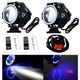 Мотофари 2шт, прожектори для мотоцикла Angel Eyes U7 LED 12В + кнопка, сині - зображення 4