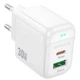 Мережевий зарядний пристрій BOROFONE BAS45A GaN QC3.0 (USB/Type-C 30W) для пристроїв Білий - изображение 1