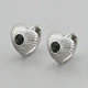 Серьги с кристаллами Swarovski Сердце 49197 размер 13х12 мм цвет зеленый вес 3.4 г позолота Белое Золото - изображение 1