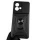 Чехол для Motorola Edge 40 Neo (PAYH0006RS) бронированный с кольцом-держателем подставкой со шторкой чёрный - изображение 2