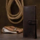 Кожаное матовое портмоне для документов мужское GRANDE PELLE Коричневый 2857-87049 - изображение 6